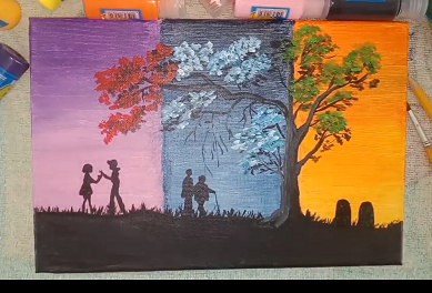 Practice Painting #3: “Lovers” Acrylic Canvas Painting Tutorial from Pinterest