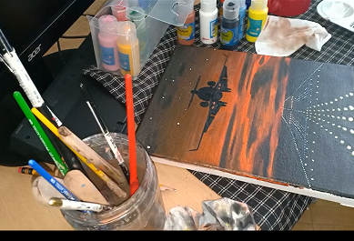 Practice Painting #5: “Silhouette Airplane Sunset” Acrylic Painting Tutorial by Joony Art