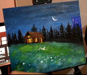 Practice Painting #6: “A Calm Night” Acrylic painting tutorial by Wow Art
