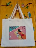 Canvas Tote Bag Painting “By the pool”