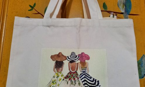 Canvas Tote Bag Painting “Girl Friends”